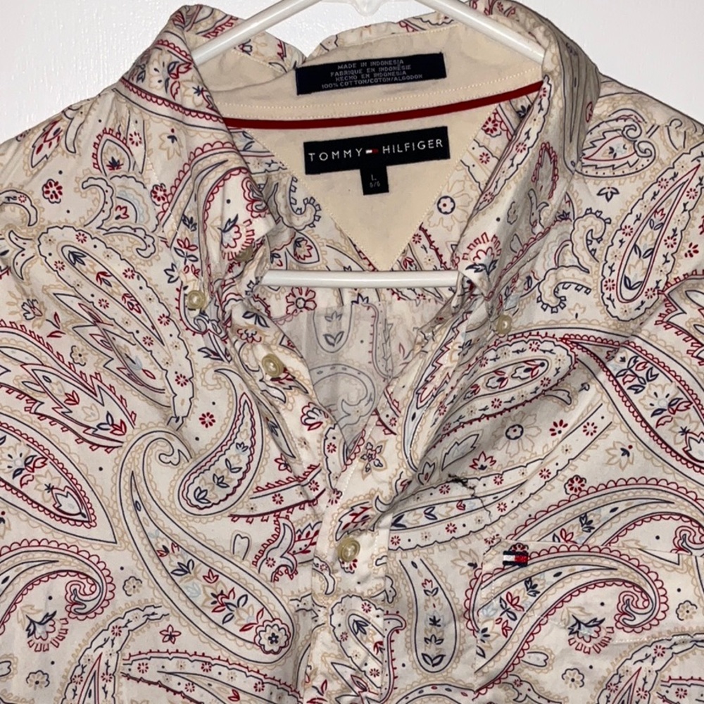 Tommy Hilfiger Paisley Classic fit Red and Cream Button Down Shirt